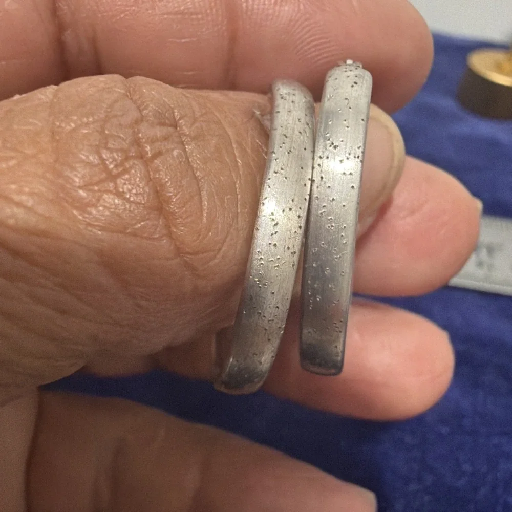 Vintage Sterling Silver Hoop Earrings, Sparkly Surface, RCI Thailand Signed